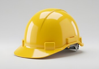 Fototapeta premium Bright yellow safety helmet image for industrial and construction safety
