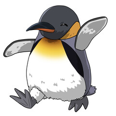 かわいい歩く皇帝ペンギンの手描きイラスト