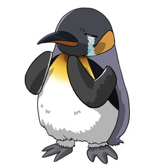 かわいい泣く皇帝ペンギンの手描きイラスト