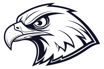 Bold Bald Eagle Head Profile Striking Monochrome Emblem With Sharp Lines & Intense Gaze