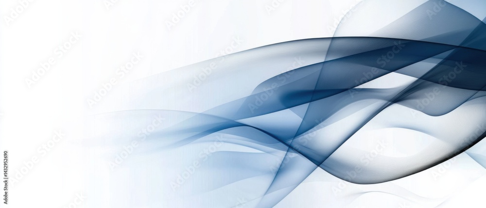 Poster abstract blue wave background with dynamic flowing lines and smooth gradient on white backdrop conce