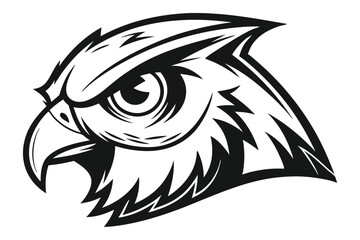 Abstract Silhouette of Eagle Head, Bold Black Shape, Sharp Features, Bird of Prey