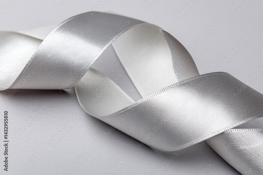 Poster elegant silver ribbon gracefully curving on a soft gray background creating a sophisticated and luxu