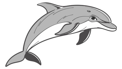 Naklejka premium dolphin Line Drawing Isolated on White Background Vector