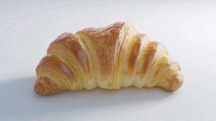 Fresh Croissant Isolated on White Background - Delicious and Flaky Pastry for Bakery Concept