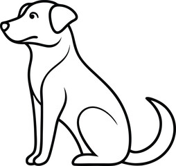 Depicts a dog line art