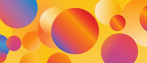 Vibrant gradient circles on yellow background, creating a playful and modern abstract design with warm color palette Concept of energy, optimism, and creativity