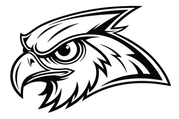 Eagle Head Sharp Lines, Detailed Feathers, Monochromatic, Strong Gaze,