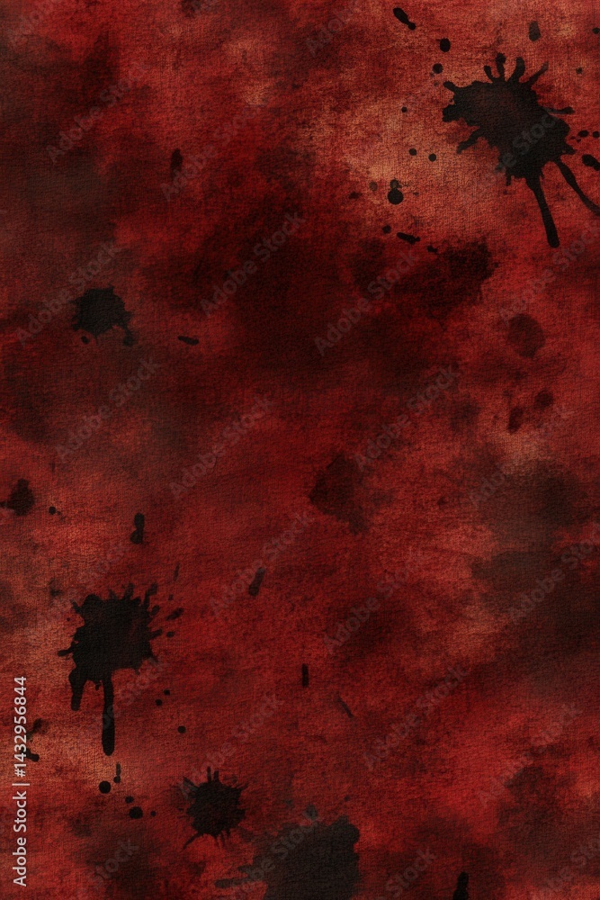 Poster dramatic crimson canvas texture with dark blots and splatters creating an abstract grunge background