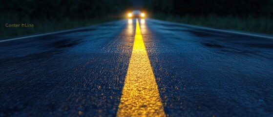 Road at night with car headlights