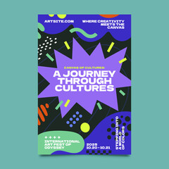 Memphis Style Doodle Vertical Poster