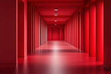 Fototapeta premium Red architectural hallway