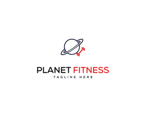 Fitness Gym workout and personal trainer ,Trendy modern style symbol,World gym fitness concept,planet gym flat minimalist logo design.