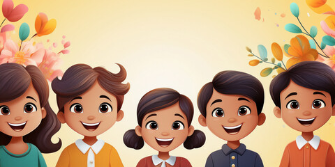 Smiling Faces Of Kids For Children's Day Banner Design