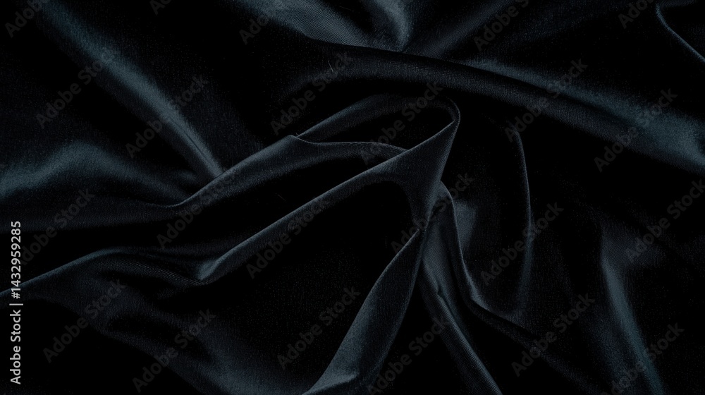 Poster a close-up view of a black fabric with a smooth texture and a slightly shiny appearance.