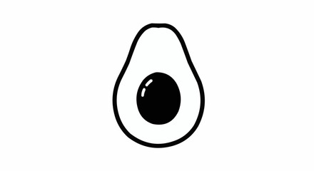 Avocado Black Vector Silhouette 2D Icon White Background