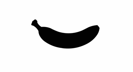 Banana Flat 2D Silhouette Icon on White Background