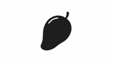 Mango 2D Flat Silhouette Icon on White Background