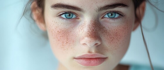 Girl's face with freckles