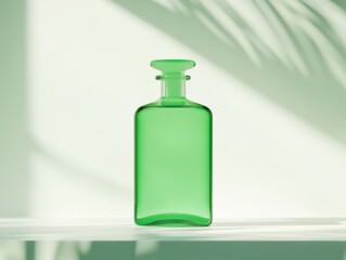 Green glass bottle still life