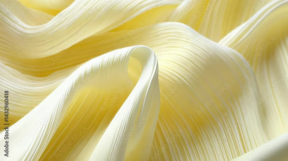 Poster captivating swirls of creamy yellow fabric flow seamlessly in a delicate dance of texture and light 