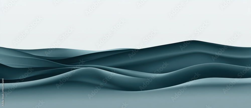 Aufkleber abstract teal waves background with smooth gradient and elegant curves for modern design and serene 