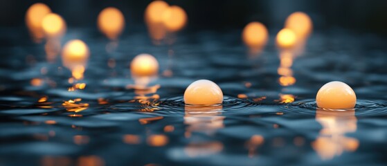 Orange balls in water