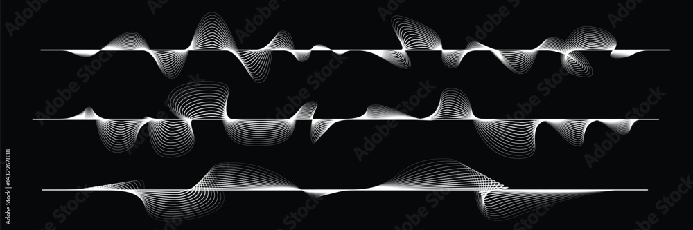 Poster digital sound equalizer . audio signal frequency signal . abstract flow linear fluid wavy shape . ac