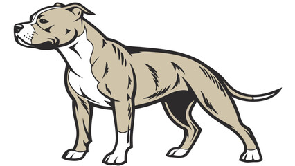 Fototapeta premium Pitbull Line Drawing Isolated on White Background Vector