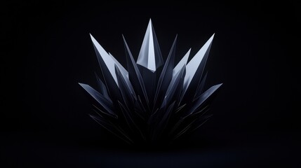 A digital rendering of a crystal formation against a black background.