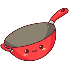 Cute Cartoon Red Wok Illustration