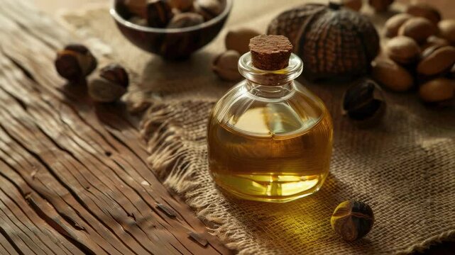 Shea essential oil. Selective focus