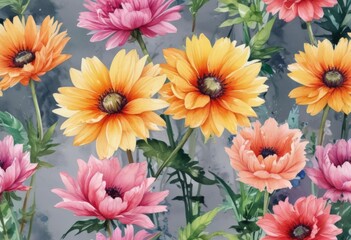 Obraz premium Expressive watercolor flower studies, vivid hues , flower petals, summer, beauty