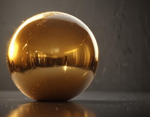 Golden foil sphere, shimmering light reflection,  gold foil,  art,  metallic sphere