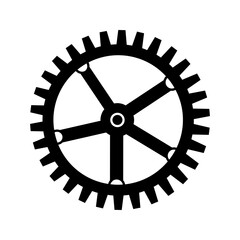 Fototapeta premium Vector set of silhouettes of the gear wheels and sprockets vector illustration, pictogram isolated on white background. color editable