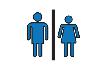 Man and woman silhouette icons for toilets. Bathroom glyph icon for restroom sign.