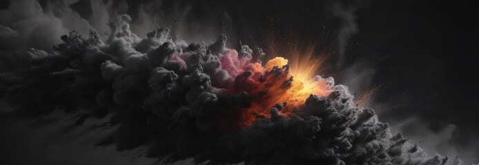 Chromatic burst against deep black; swirling powder cloud , stock, paint, high