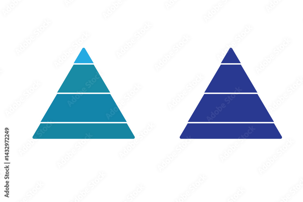 Poster levels of triangular pyramid. triangle pyramid chart. maslow layer diagram. development level infogr