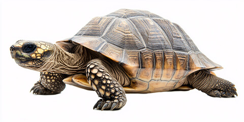 Naklejka premium A detailed close-up image of a Yellow-footed tortoise against a plain white background.