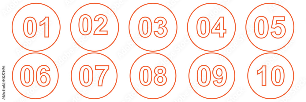 Poster bullet point set with number from 1 to 10. collection of number 