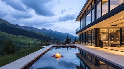 Modern mountain estate with sleek architecture