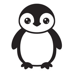 Vector of illustration Cartoon cute Penguin side view on white