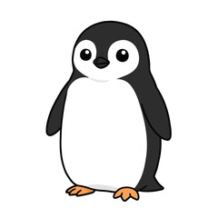 Vector of illustration Cartoon cute Penguin side view on white