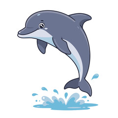 Vector of cartoon dolphin illustration on white