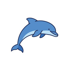 Vector of cartoon dolphin illustration on white