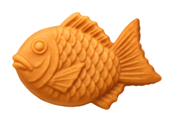 japanese taiyaki on transparent background, isolated,  fish-shaped cake, street food, snack