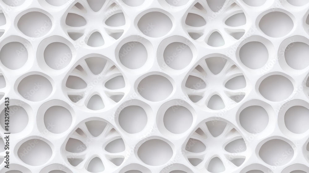 Poster a 3d rendering of a white geometric pattern.