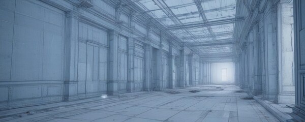 Blueprint overlay with faded blue photo effect, architectural lines,  architecture,  design