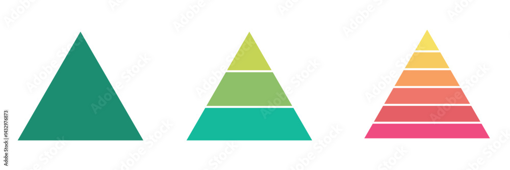 Aufkleber triangular pyramid infographic vector icon set. pyramid infographic templates collection. triangle h
