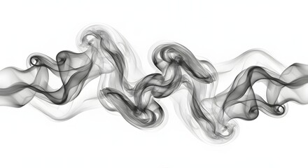 Intertwined smoke curls in artistic monochrome swirl